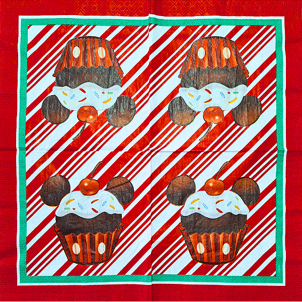 Guardanapo para Decoupage 32.5x32.5 Cupcake do Mickey