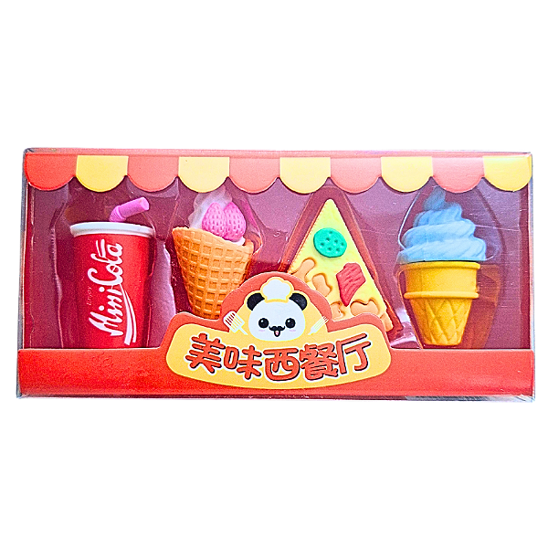 Kit de Borrachas Tema Fast Food 4 Unidades Modelo 1
