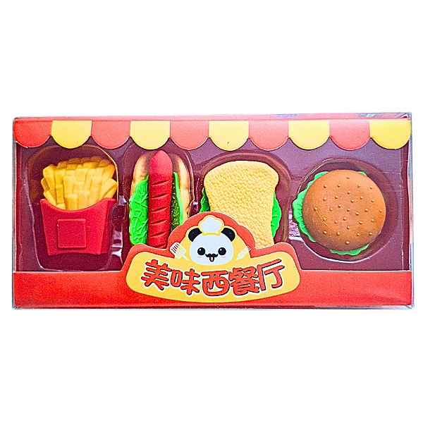 Kit de Borrachas Tema Fast Food 4 Unidades Modelo 2
