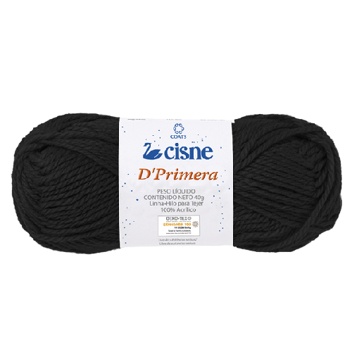 Novelo de Lã Tricô Crochê 40g 84m Cisne D'Primera Preto 0000N Coats