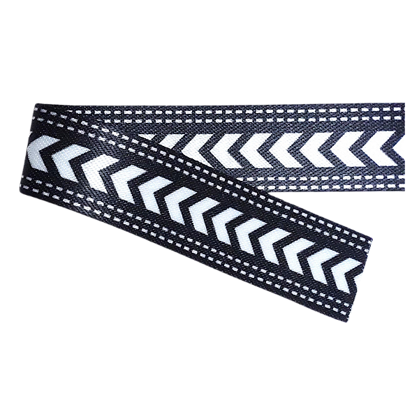 Alça para Bolsa 30mm de Cetim 1 Metro Seta Preto Branco