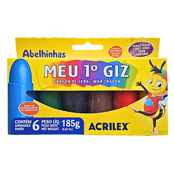 Meu 1º Giz de Cera 6 Cores Acrilex