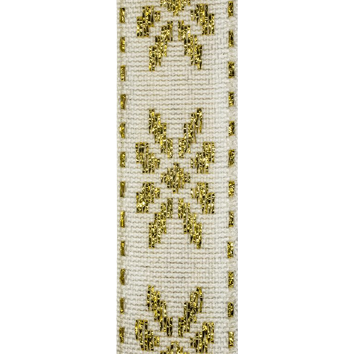 Galão Decorado 18mm 10m MW612 Branco Dourado Marwan
