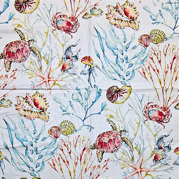 Guardanapo para Decoupage 33x33 Vida Marinha