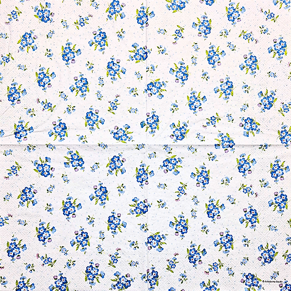 Guardanapo para Decoupage 33x33 Floral Azul