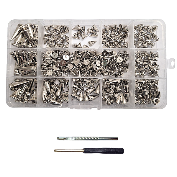 Kit de Cones Spike Prata 180 Peças com Ferramentas