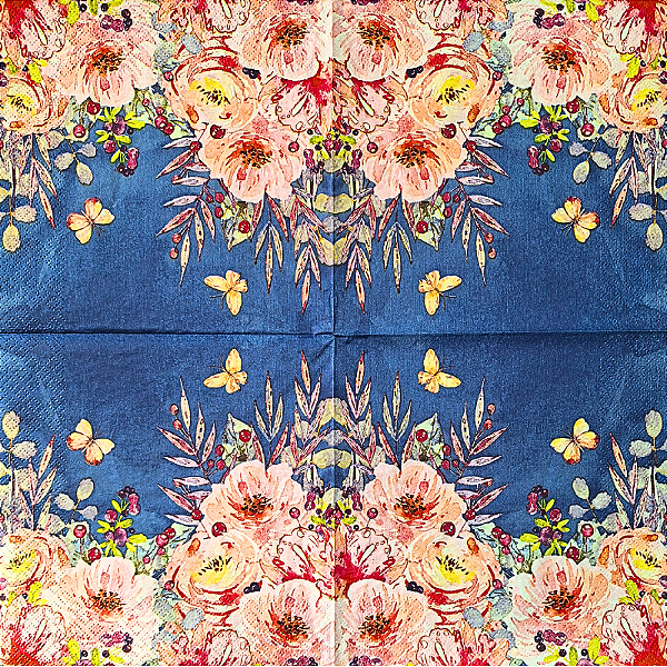 Guardanapo para Decoupage 33x33 Jardim de Flores e Borboletas