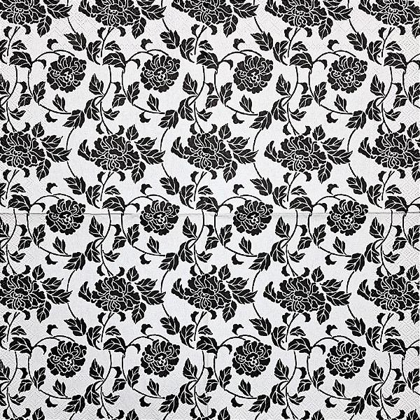Guardanapo para Decoupage 33x33 Floral Preto e Branco