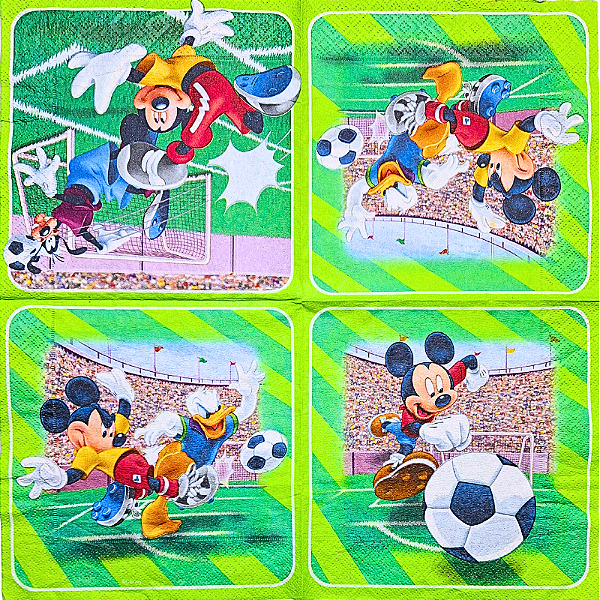 Guardanapo para Decoupage 33x33 Futebol do Mickey e Pato Donald