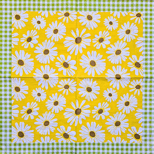 Guardanapo para Decoupage 33x33 Margaridas Xadrez