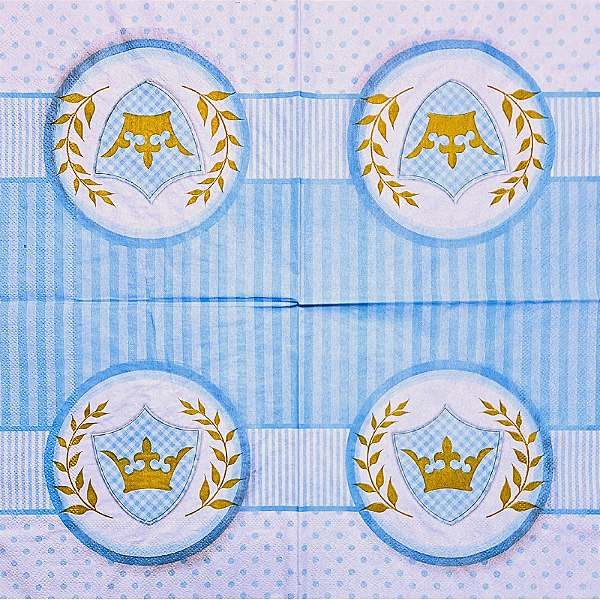 Guardanapo para Decoupage 33x33 Coroa Real Fundo Azul