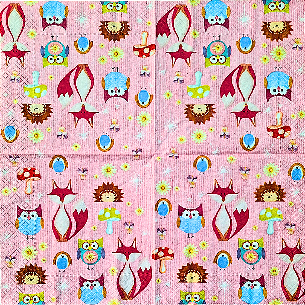 Guardanapo para Decoupage 33x33 Raposa e Amigos