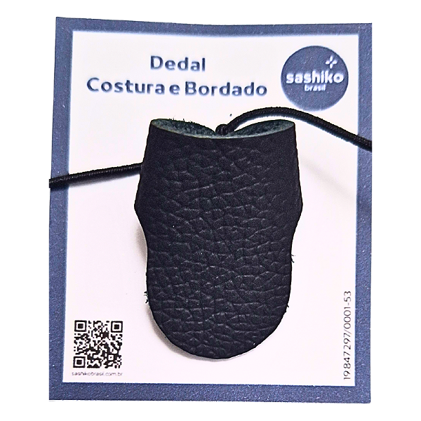 Dedal em Couro para Costura e Bordado Ajustável Preto