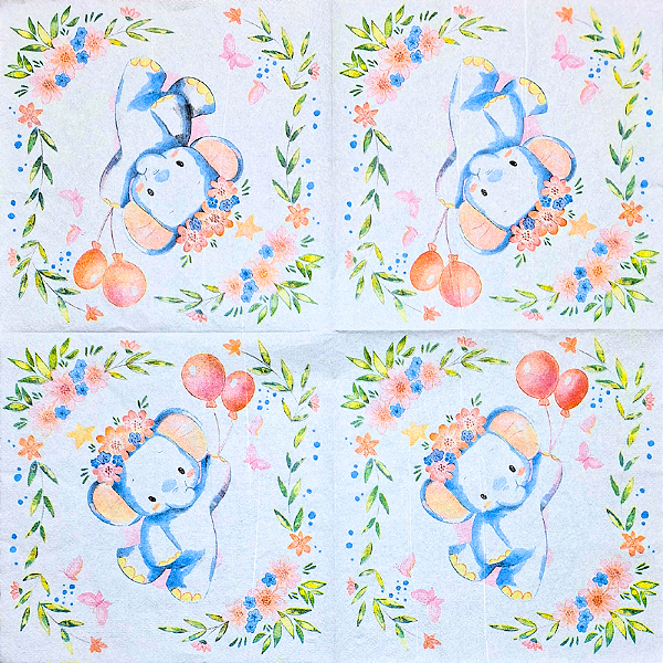 Guardanapo para Decoupage 33x33 Elefante Fofinho