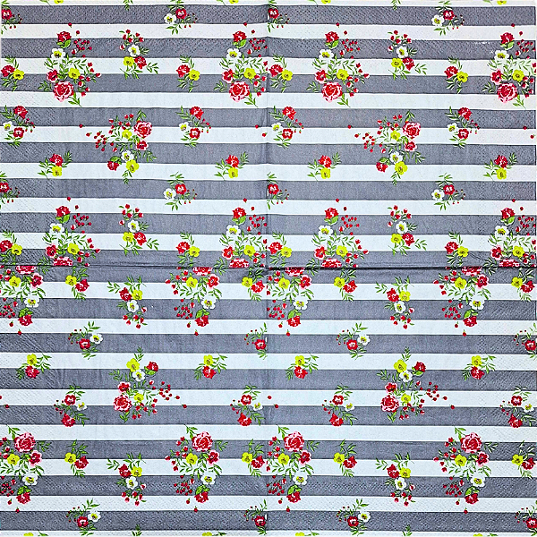 Guardanapo para Decoupage 33x33 Listras e Flores
