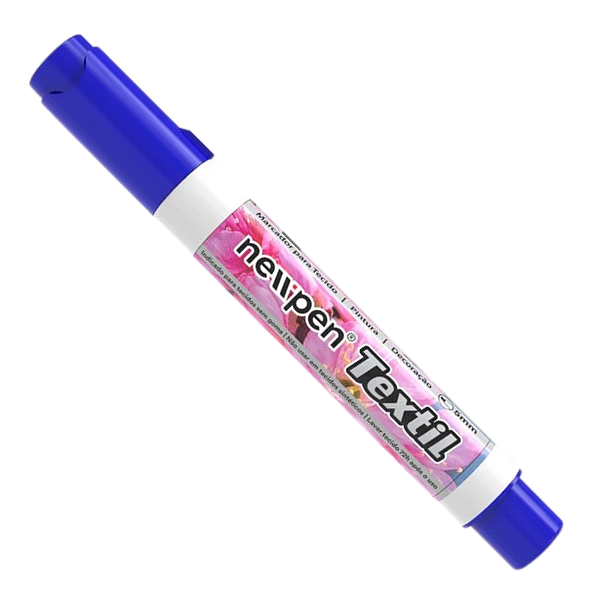 Caneta Marcador Permanente para Tecido 5.0 Azul Newpen