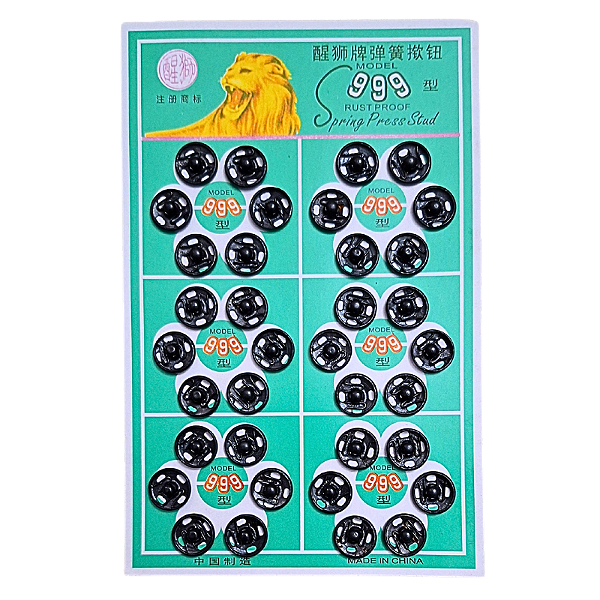 Botão Colchete de Pressão 10mm Preto 36 Unidades
