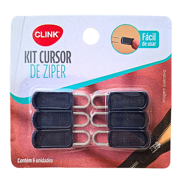 Kit de Reparo Cursor para Zíper 6 Unidades Preto