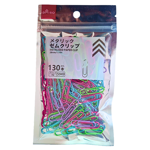 Clipe de Papel Metalizado 28mm com 130 Unidades Daiso