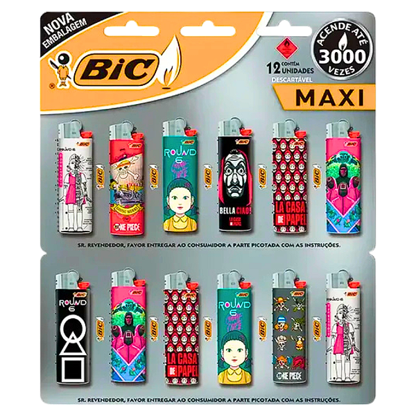 Isqueiro Maxi Bic Netflix 12 Unidades