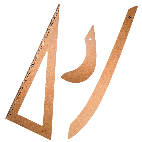 Kit de Réguas Corte Costura Alfaiate em MDF 3 Peças