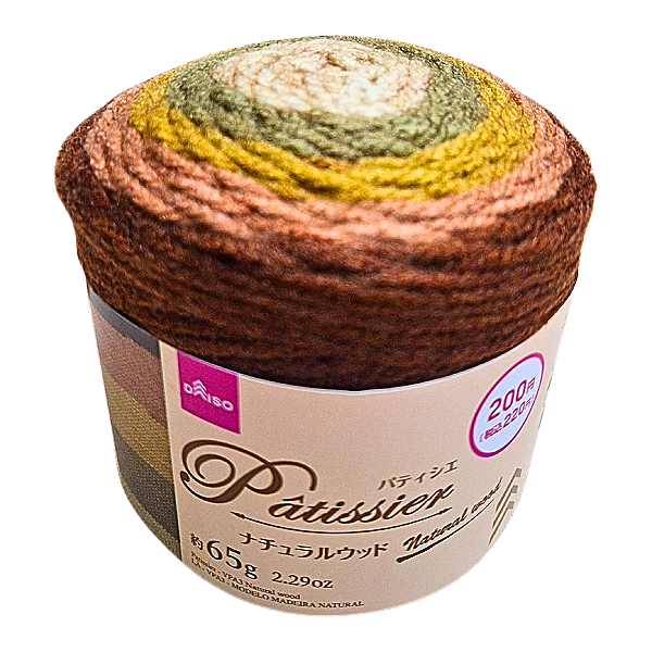 Novelo de Lã para Tricô Crochê 105m Pâtissier Natural Wood Daiso