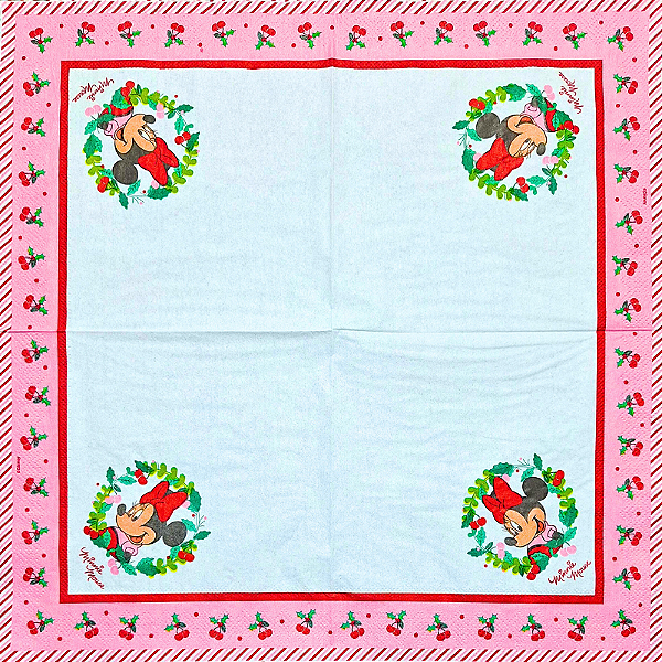 Guardanapo para Decoupage 32.5x32.5 Natal da Minnie Disney