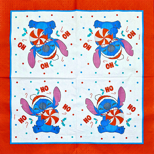 Guardanapo para Decoupage 32.5x32.5 Natal do Stitch Disney