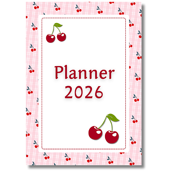 Planner Pessoal 2026 em PDF Tema Cereja