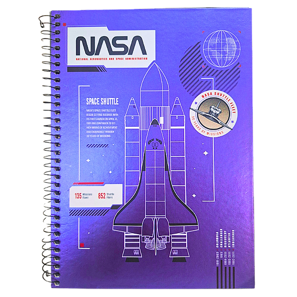 Caderno Universitário 1 Matéria 80 Folhas Nasa Space Shuttle
