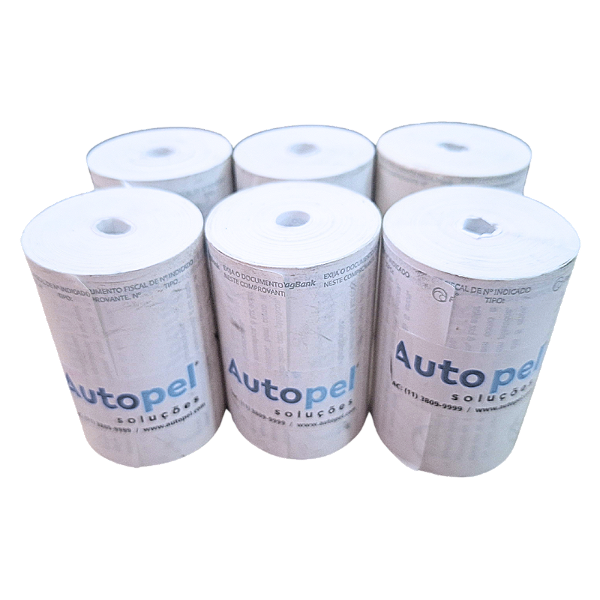 Bobina Térmica 57x15 para Máquina de Cartão Cor Branca 6 Unidades