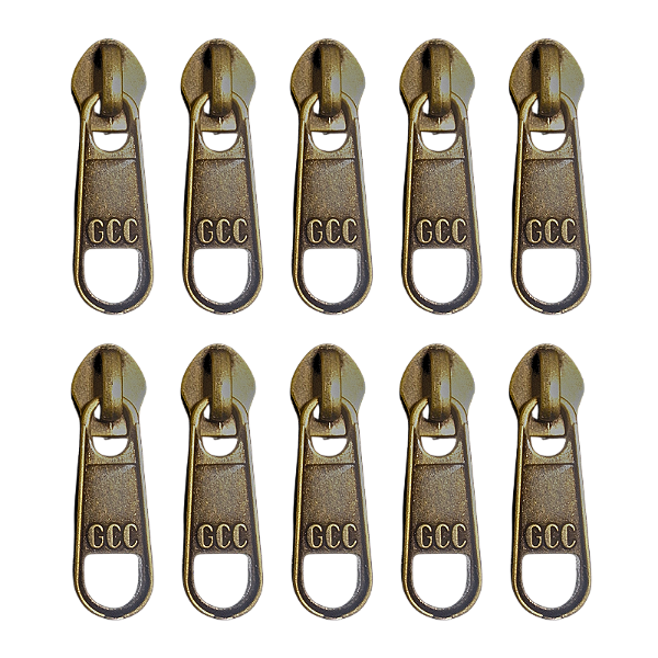 Cursor Para Zíper Nº5 com 10 Unidades Cor Ouro Velho