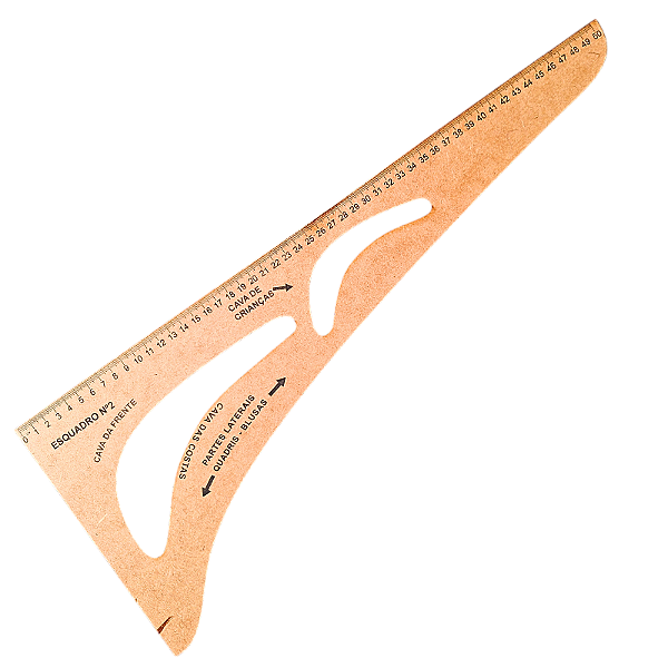 Régua de Modelagem 50cm Cava Adulto e Infantil Nº 2 em MDF