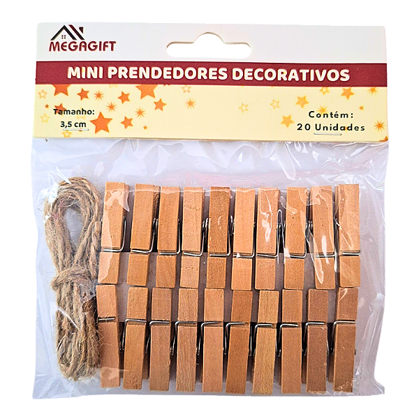 Mini Prendedor de Madeira 3.5cm 20 Unidades