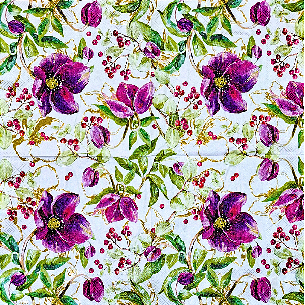 Guardanapo para Decoupage 33x33 Flores Heléboro