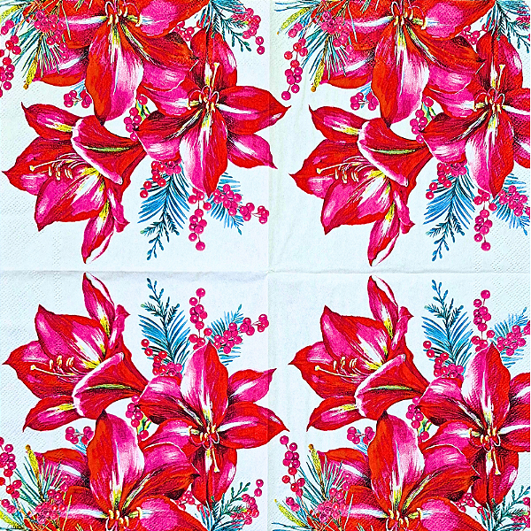 Guardanapo para Decoupage 33x33 Flores Amarílis