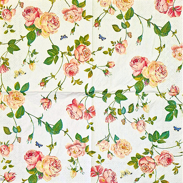 Guardanapo para Decoupage 33x33 Rosas Delicadas