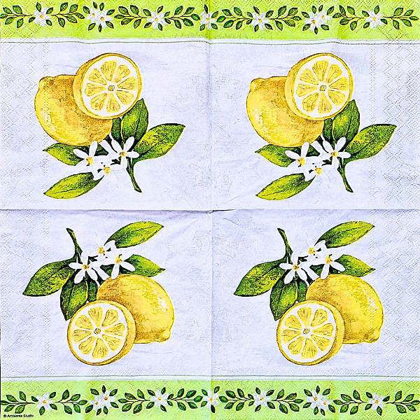 Guardanapo para Decoupage 33x33 Limão Siciliano com Flores