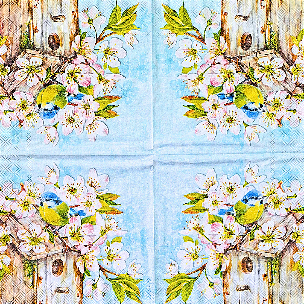 Guardanapo para Decoupage 33x33 Casa de Passarinho com Flores