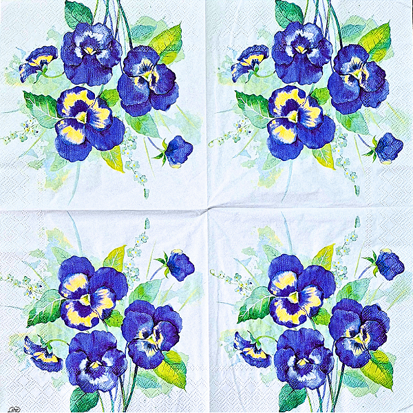 Guardanapo para Decoupage 33x33 Amor-Perfeito Azul