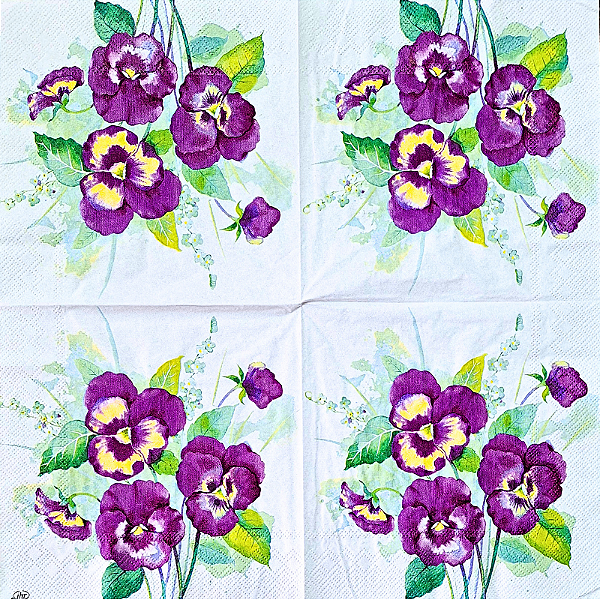 Guardanapo para Decoupage 33x33 Amor-Perfeito Roxo