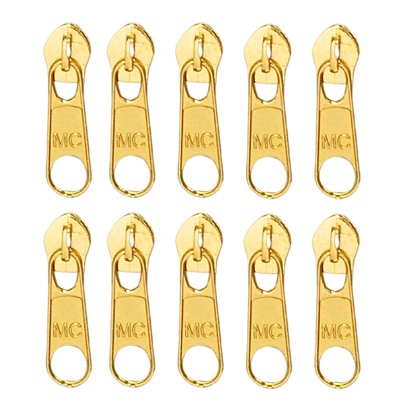 Cursor Para Zíper Nº5 com 10 Unidades Cor Dourado