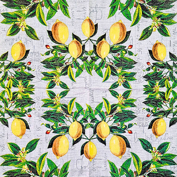 Guardanapo para Decoupage 33x33 Limão Siciliano Fundo Vintage