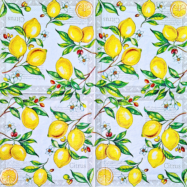 Guardanapo para Decoupage 33x33 Limão Siciliano Fundo Citrus