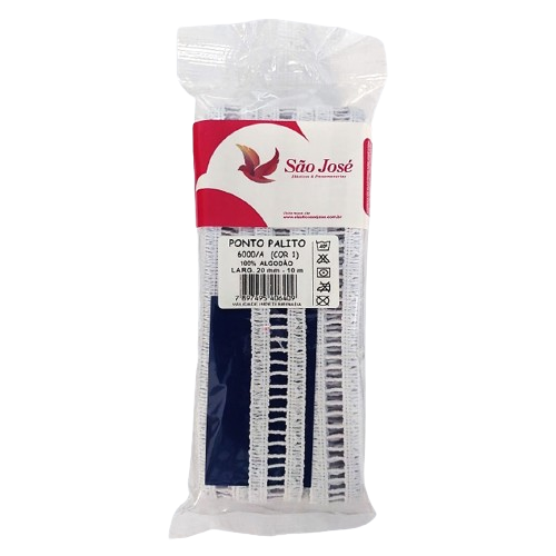 Ponto Palito 20mm x 10m 100% Algodão São José Cor 1 Branco
