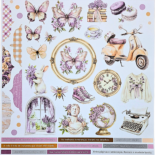 Papel para Scrapbook 30.5 x 31.5 Coleção Meu Refúgio Tema Frases