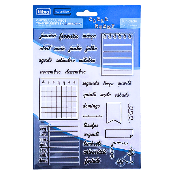 Kit de Carimbos de Silicone para Scrapbook Calendário Tilibra