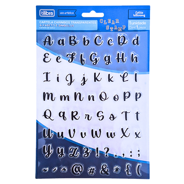 Kit de Carimbos de Silicone para Scrapbook Alfabeto e Símbolos Tilibra