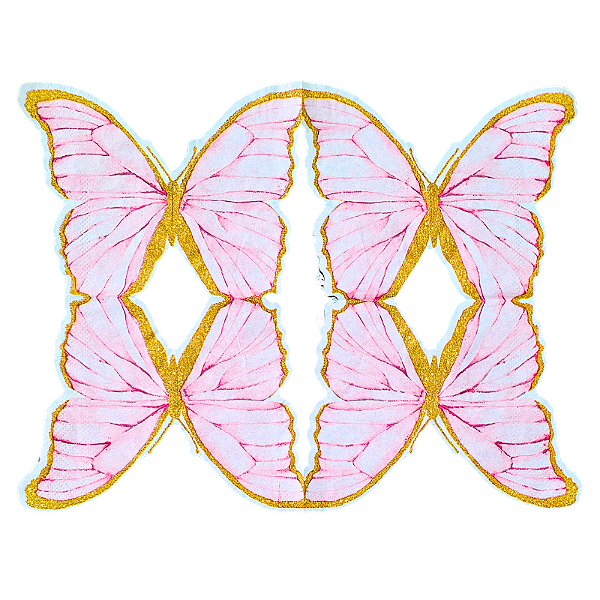 Guardanapo para Decoupage 24x32 Borboleta Rosa e Dourada