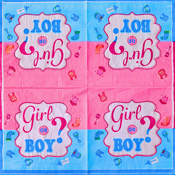 Guardanapo para Decoupage 33x33 Tema Chá Revelação